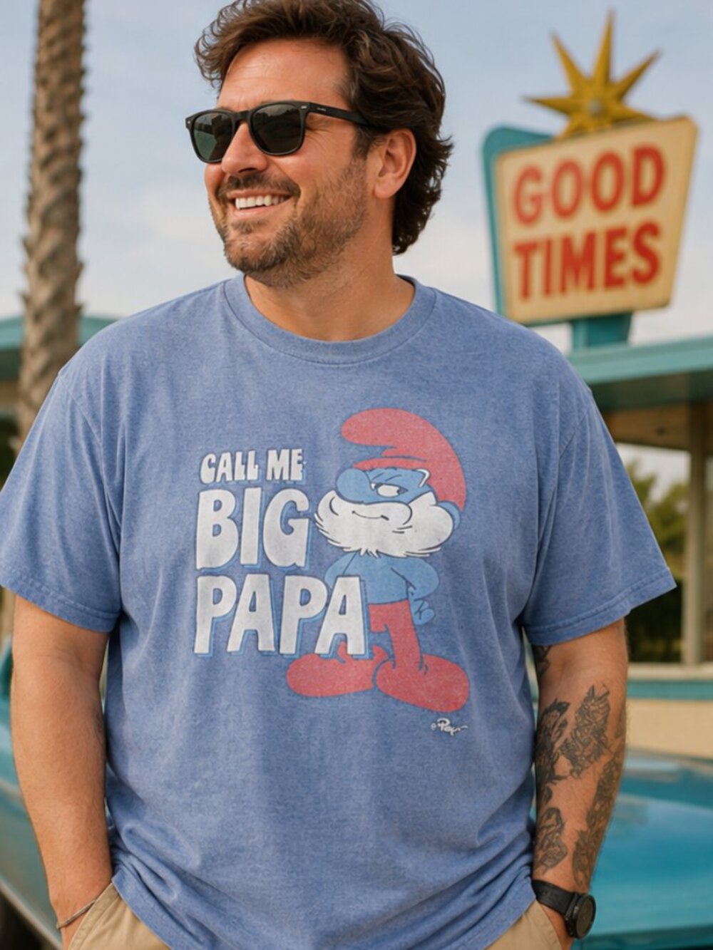 Smurfs Big Papa Graphic Tee Blue XXL - Picture 1 of 8